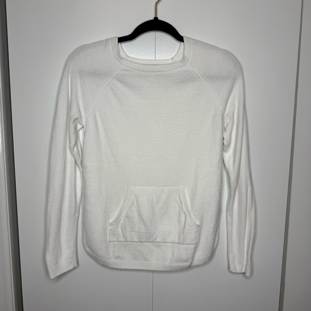 Barefoot Dreams CozyChic Ultra Lite pullover with front pocket White XS - Picture 2 of 6